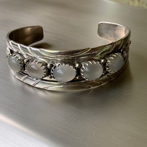 Sterling Silver bracelet with moonstone cabochons